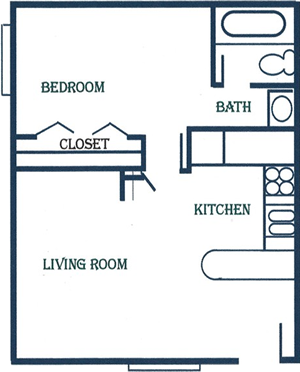 One Bedroom / One Bath - 662 Sq.Ft.*